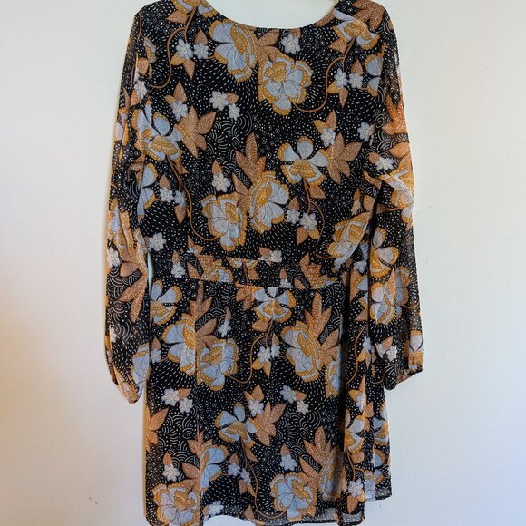 Daniel Rainn Parnika Button Detail Dress, Black floral, XXL - Picture 2 of 3